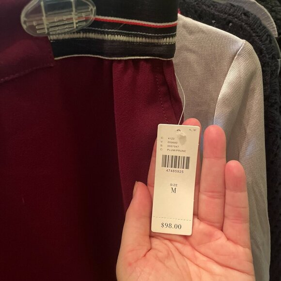 NWT: Anthropologie The Essential Slim Trousers- Size Medium- Plum - Picture 3 of 4